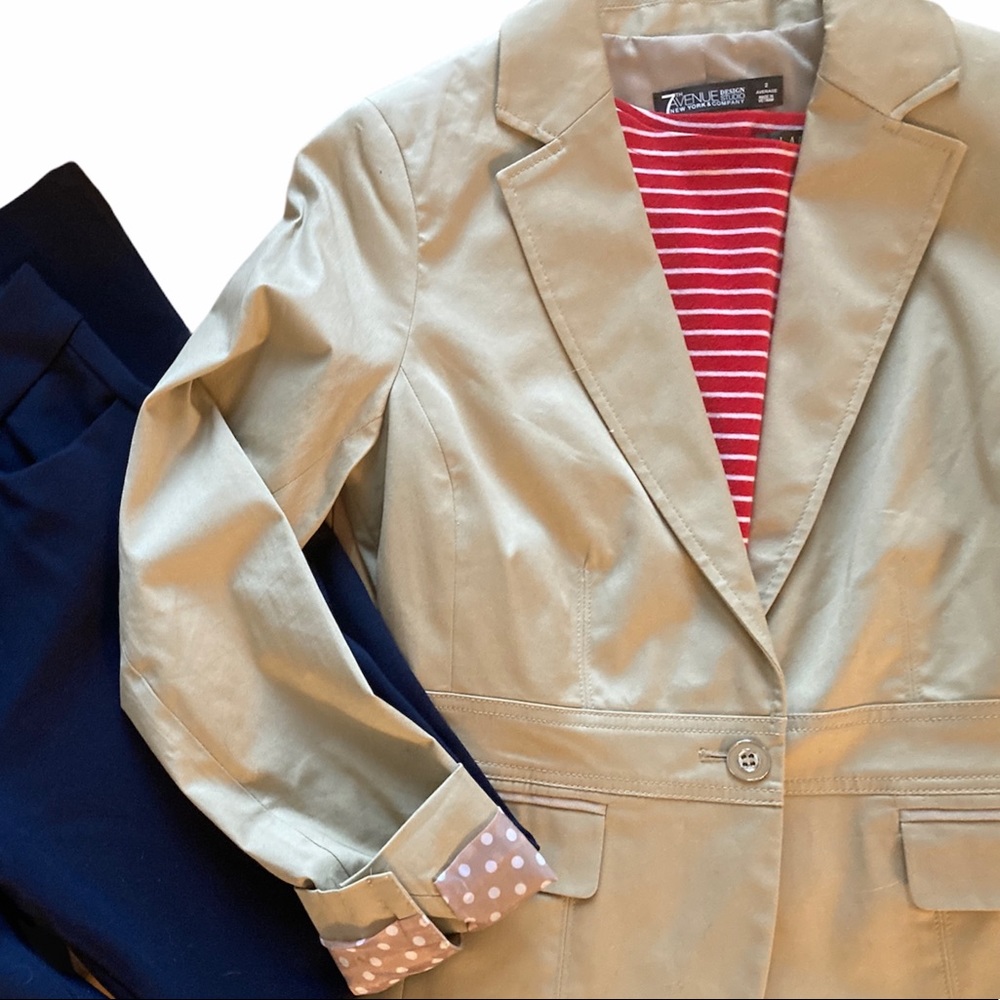 7th Ave New York NWT one button blazer khaki.